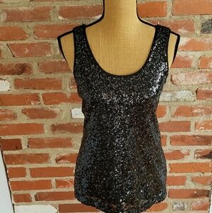 Banana Republic black sequined cotton/polyester small tank top